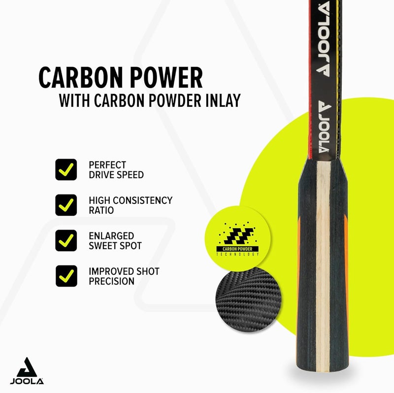 JOOLA Carbon Control Performance Ping Pong Paddles - Ergonomic Grip Handle & Vibration Control - ITTF Approved - Professional Ping Pong Paddle for Advanced Playability - Table Tennis Racket - Red - Image 2